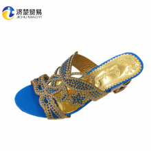 Fashion new design gold high heels ladies sandals Handmade diamond for women